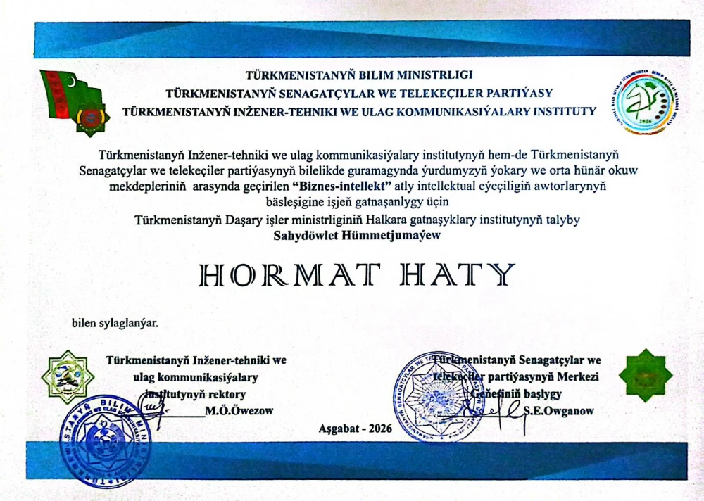 TALYBYMYZYŇ YLMY INTELLEKTUAL BÄSLEŞIKDÄKI ÜSTÜNLIGI